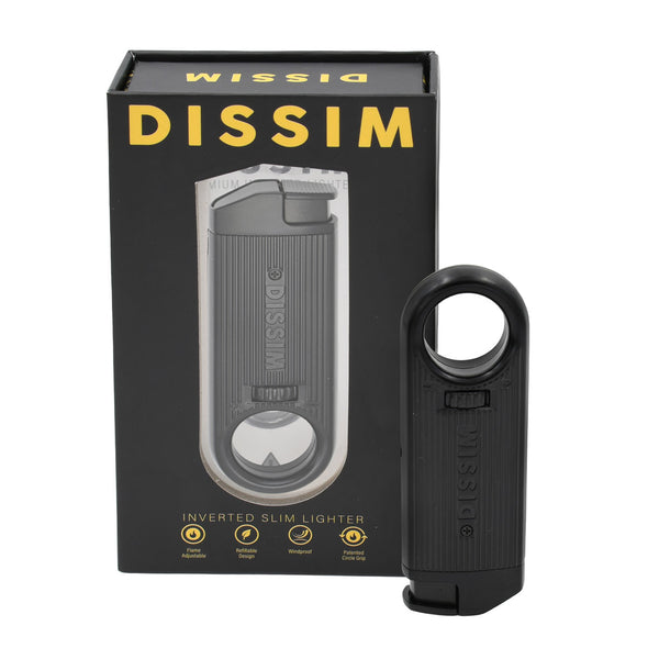 Black Slim Torch Metal Lighter - with packing box