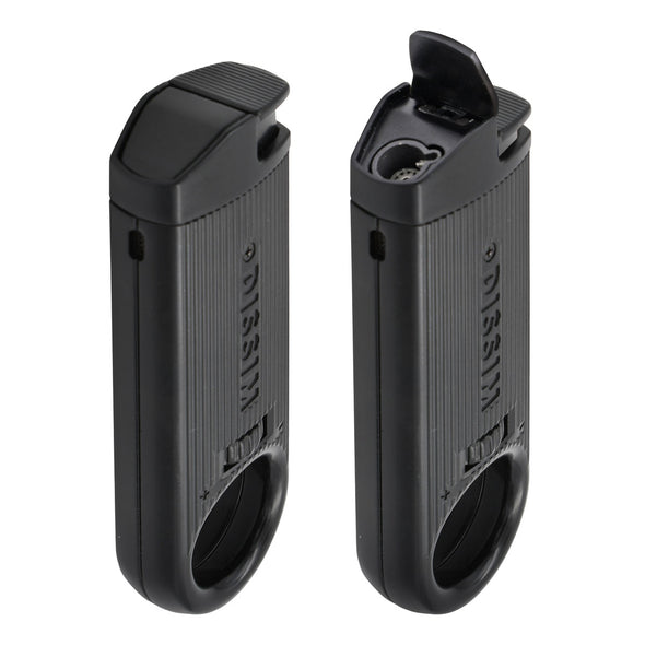 Black Slim Torch Metal Lighter Open & Close Flame cover