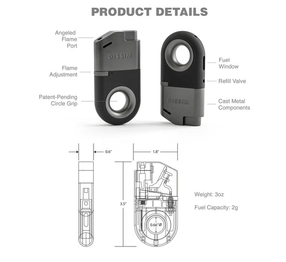 Inverted SOFT FLAME Gray Lighter (unfilled)