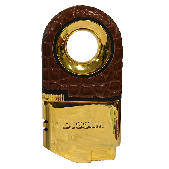 Gold Torch Lighter with Brown Crocodile Leather