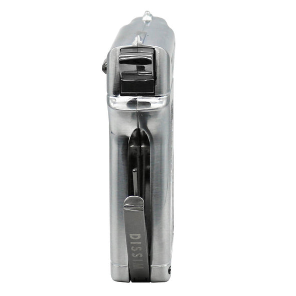 Hammer Butane Lighter Silver finish back view