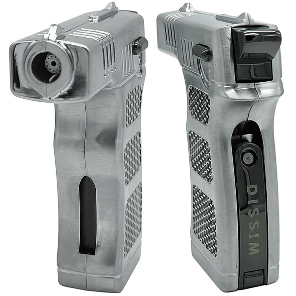 Dissim Hammer TORCH Lighter - Silver (Front & Back view)