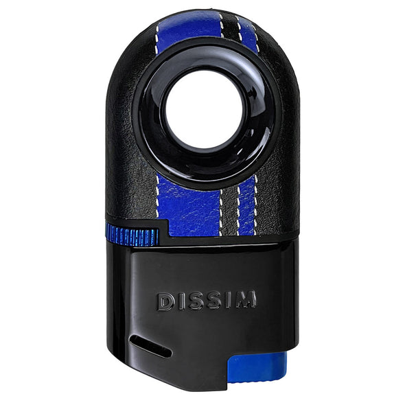 Dissim Race-Line Inverted Butane Lighter in Black / Blue Stripes