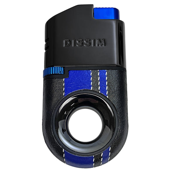 Disim Turismo-Luxe Butane Black Torch Lighter w/ Blue Stripes