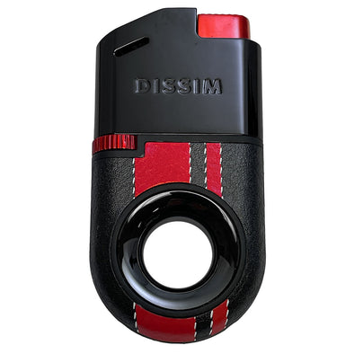 Dissim Turismo Soft Flame Butane Lighter in Black with Red Stripes