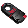 Dissim Race-Line Inverted Butane Lighter in Black with Red Stripes Side View